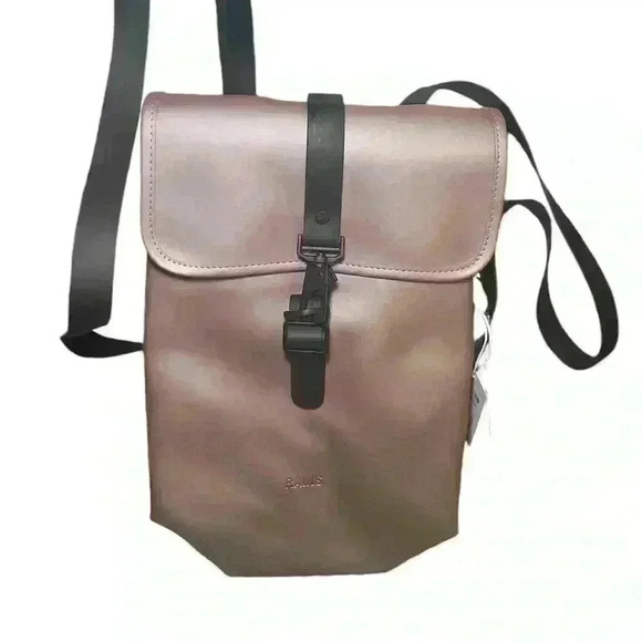 Rains Bucket Backpack Pink Waterproof Laptop Bag NWT - Picture 1 of 4